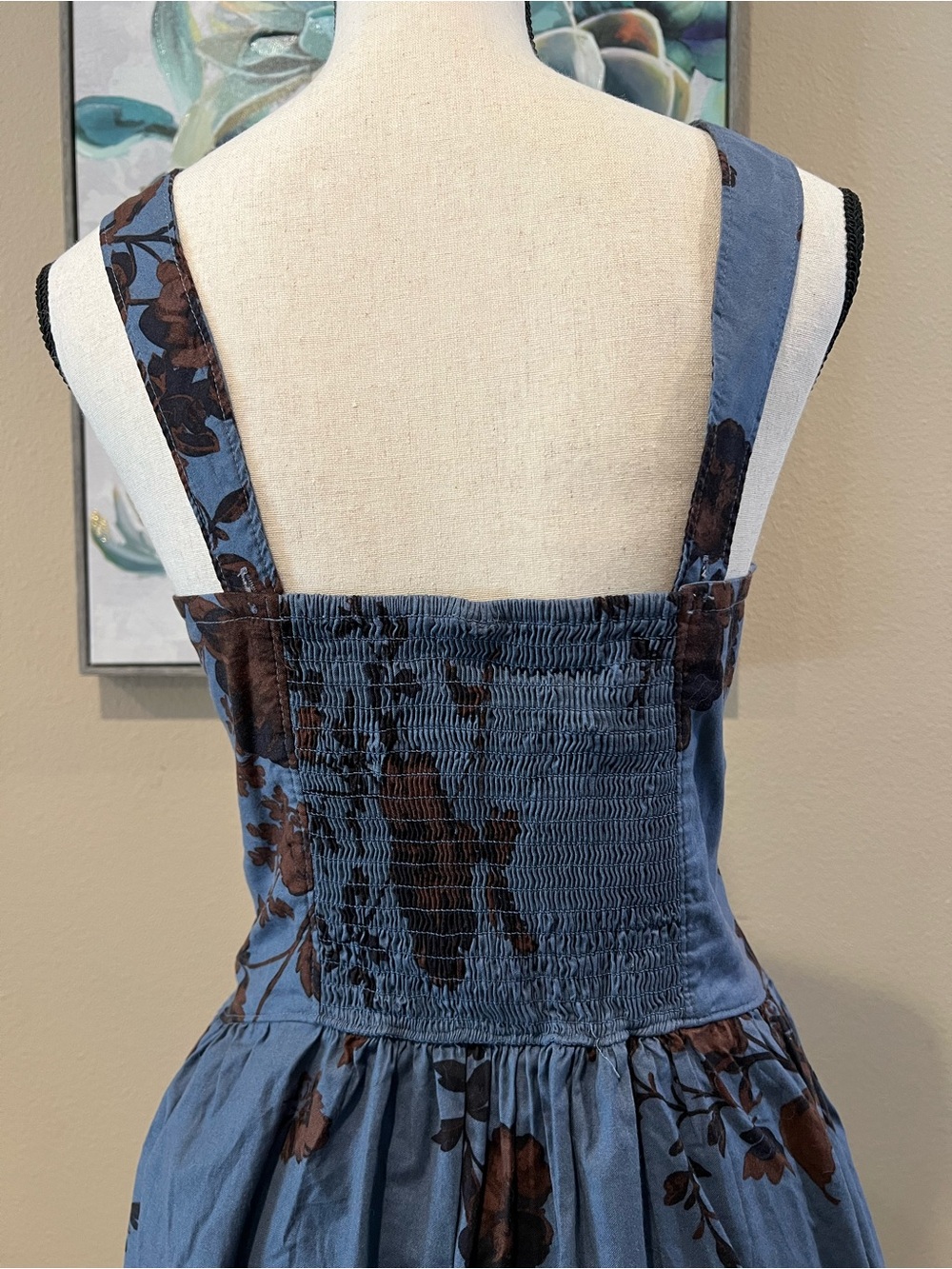 Free People Blue Floral Midi Dress with Brown Blooms - Picture 11 of 13